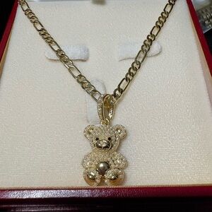 Gold Teddy Bear Pendant Necklace - Women Jewelry